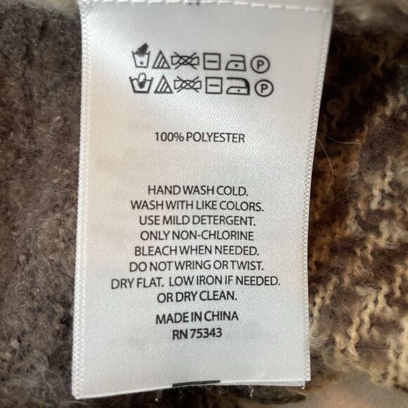 Max Studio Poncho Wrap Brown Plaid Western Bohemian - Picture 6 of 8